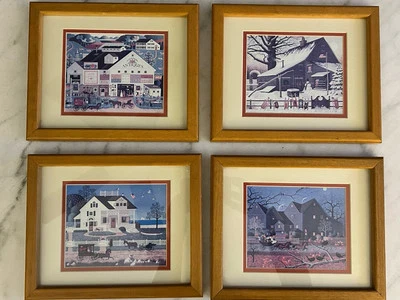 Lote de 4 impresiones artísticas enmarcadas escenas americanas de Charles Wysocki y artista desconocido Foto 1 de 4