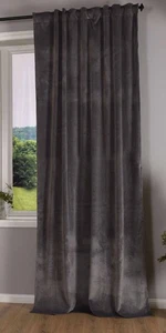 Verdunkelung Vorhang »Milano« Samt Schlaufenband Grau 1 Stück HxB 280x135 cm - Bild 1 von 8