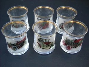 **SEIS VASOS DE WHISKY CON BORDE DORADO DE COCHE DE COLECCIÓN SIN MARCAR TODOS LOS DIFERENTES MODELOS** - Imagen 1 de 3