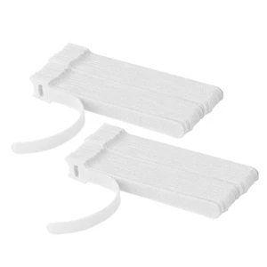 50-100 Cable Straps Black Wire Cord Hook Loop Ties Reusable Fastening Organizer - Picture 1 of 13