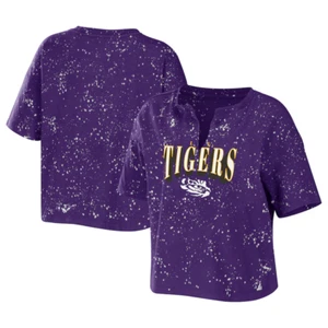 WEAR LSU Tigers Women's Cropped Bleach Splatter Tee Size L - Picture 1 of 3