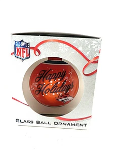 Bola de vidrio adorno de los Denver Broncos Navidad Felices Fiestas Nueva en caja - Imagen 1 de 4