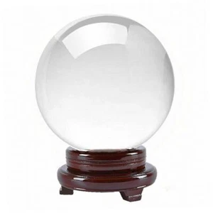 Clear Crystal Ball Quartz w/ Wood Stand ( 80 mm - 200 mm ) Healing Sphere - Picture 1 of 7