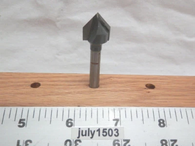 (1) NUEVA MLCS 5/8" D 90° ranura en V punta de carburo broca de enrutador vástago de 1/4" n2 Foto 1 de 4