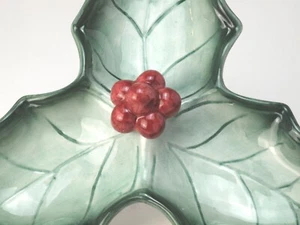 Holly Leaf Serving Dish Hand Painted HollyTree - Picture 1 of 4