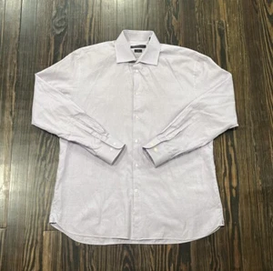 John Varvatos Luxe Button Up Shirt Men’s 17 34 / 35 Purple Cotton - Picture 1 of 4