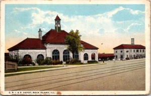 C.R.I. Postal & P. RAILROAD DEPOT Rock Island, Illinois IL c1917 - Imagen 1 de 2