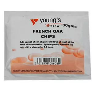 Youngs French Oak Chips for home brew wine making and distilling use.  30g pack. - Picture 1 of 1