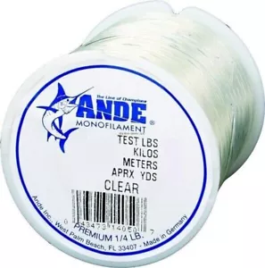Línea de monofilamento Ande (claro, prueba de 40 libras, carrete de 1/4#) - Imagen 1 de 1