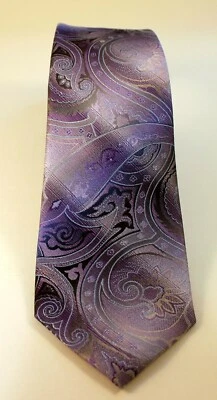 Corbata Van Heusen Flex Tie púrpura cachemira seda 3 1/4" de ancho Foto 1 de 3