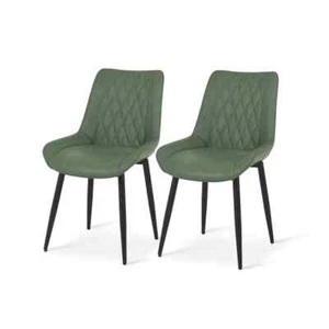 Ofcasa Jarvis Diamond Dining Chairs Set of 2 Pu Leather Green - Picture 1 of 3