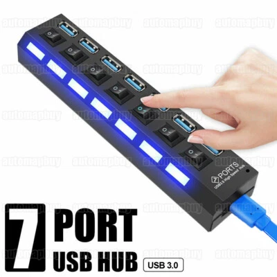 Hub 7 Porte USB 3.0 Adattatore Alta Velocità Hub di Prolunga con PC Active Power - Immagine 1 di 4