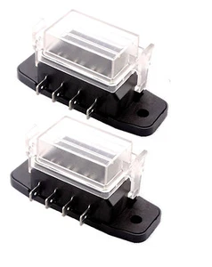 2 Pieces ATC/ATO Blade Compact 4 Way Circuit Boat Auto Fuse Box Block Holder  - Picture 1 of 4