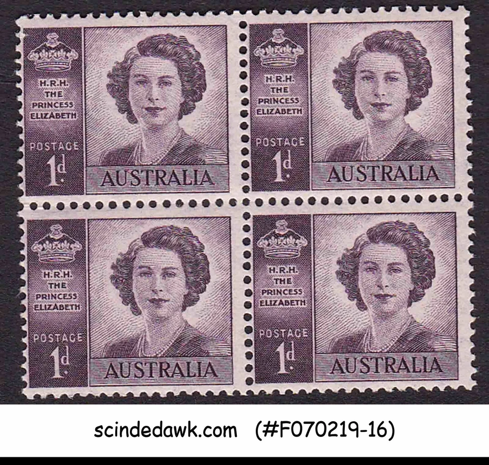 AUSTRALIA - 1947 WEDDING OF PRINCESS ELIZABETH - SG#222 - BLK OF 4 - MINT NH - Image 1 of 1