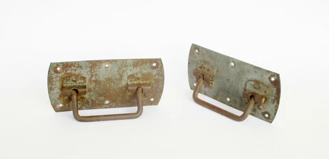 Antique trunk chest pair of iron handles. Hardware. Collectible Cover