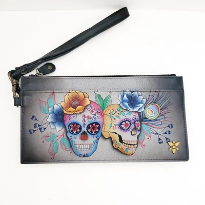 Muñequera organizadora de clutch calaveras de azúcar Anuschka ~ Nueva Foto 1 de 4