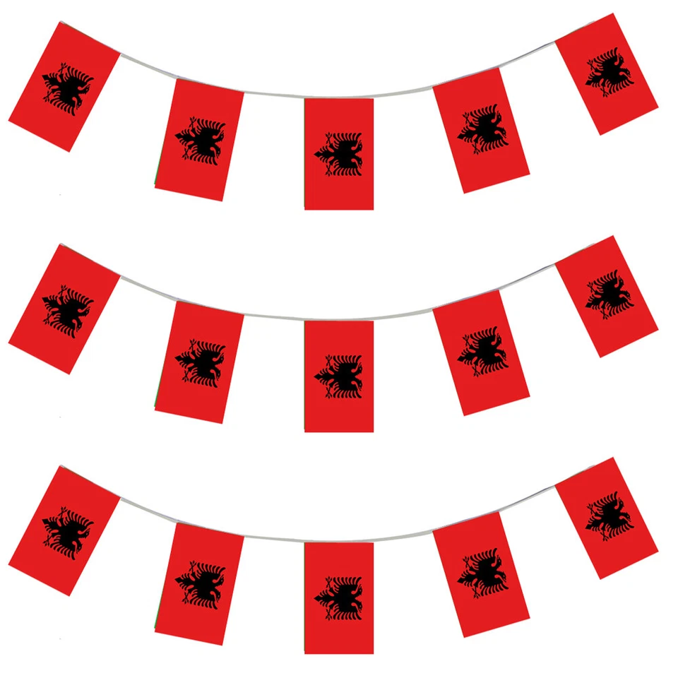 ALBANIA ALBANIAN BUNTING FLAG DECORATION FLAGS NATIONAL EUROS FOOTBALL - Image 1 of 1