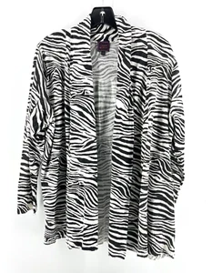 Colour Works Zebra Open Drape Front Long Sleeve Lightweight Cardigan Size L - Picture 1 of 10