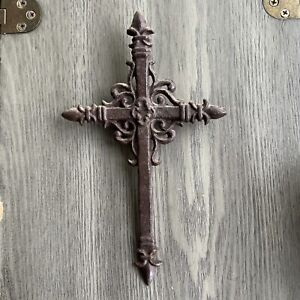 Scroll Decorative Cross Religious Hanging Wall Decor Country Farmhouse 8”