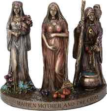 Triple Moon Goddess Maiden Mother and Crone Cold Cast Resin Bronze Finish Wiccan
