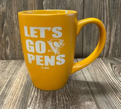 Brand New Pittsburgh Penguins Gold "Let's Go Pens" Premium Logo Coffee Mug - Image 1 of 3