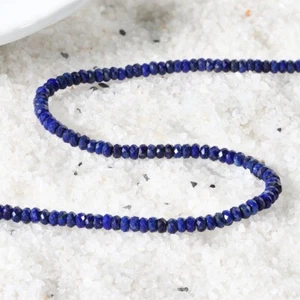 A+ Natural Blue Lapis Lazuli Rondelle Beads 18" Beautiful Necklace For Men Woman - Picture 1 of 8