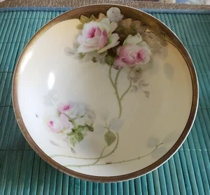 ANTIQUE SCHONWALD BAVARIA PORCELAIN HAND PAINTED BOWL WITH ROSES - Picture 1 of 10