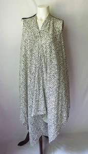 DKNY Silk Open Front Handkerchief Vest Polka Dot Dalmation Spot Black White M/L - Picture 1 of 6