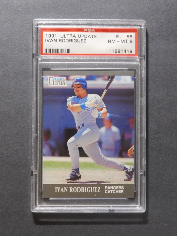 1991 Fleer Ultra Update - Ivan Rodriguez - #U-58 - PSA 8 - Image 1 of 2