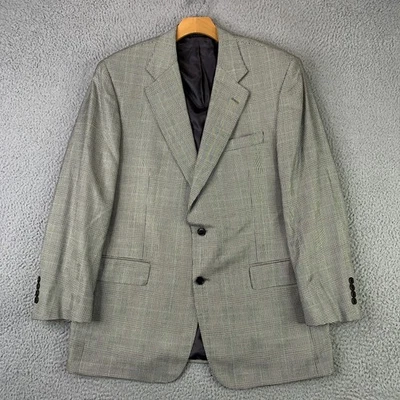 Vintage Brooks Brothers Blazer Mens 43R Gray Silk Wool Glen Plaid Golden Fleece - Image 1 of 4