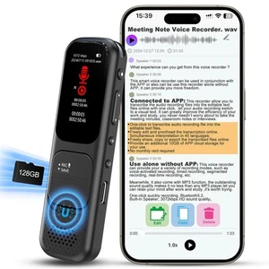 128GB (9360Hours) Digital Voice Recorder with APP, 3072kbps Portable Audio Re... - Picture 1 of 7