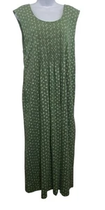 Vestido Pintuck Vermont Country Store 2X Verde Floral Cottage Campesino Minimalista - Imagen 1 de 7
