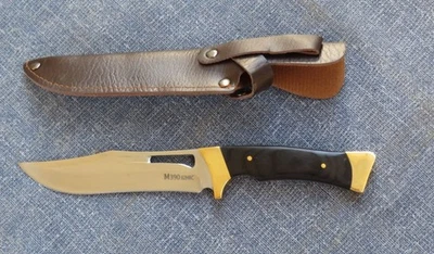 CUCHILLO HOJA FIJA M390 62HRC 5 1/4 PULGADAS MADERA Y LATÓN con FUNDA NUEVO ESTADO Foto 1 de 4