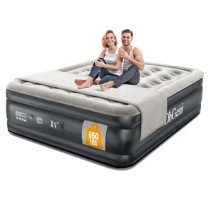 Air Mattress with Built in Pump, Inflatable Blow Up Mattress 18 Queen Black - Picture 1 of 7