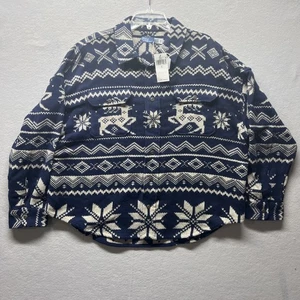 Neu mit Etikett Polo Ralph Lauren Damen-Over-Shirt Holiday Baumwolle Jacquard Large L - Bild 1 von 11