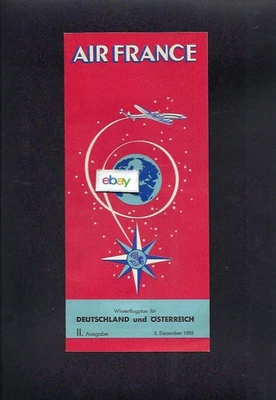 AIR FRANCE 12-5-1955 HORARIO/PLAN DE VUELO EDICIÓN ALEMANIA-AUSTRIA Foto 1 de 3