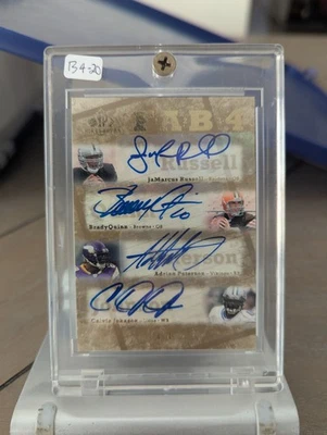 2007 Sp chirography Football Adrian Peterson Brady Q. Jamarcus Russell Calvin J. - Image 1 of 2