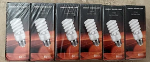 New 12 pack E26 CFL Light Bulbs 13Watt, T2 Spiral Soft White 2700K 900lm E26 Med - Picture 1 of 7