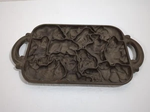 VINTAGE JOHN WRIGHT CAST IRON ANIMAL PUZZLE COOKIE BAKING MOLD 1984 - Picture 1 of 13