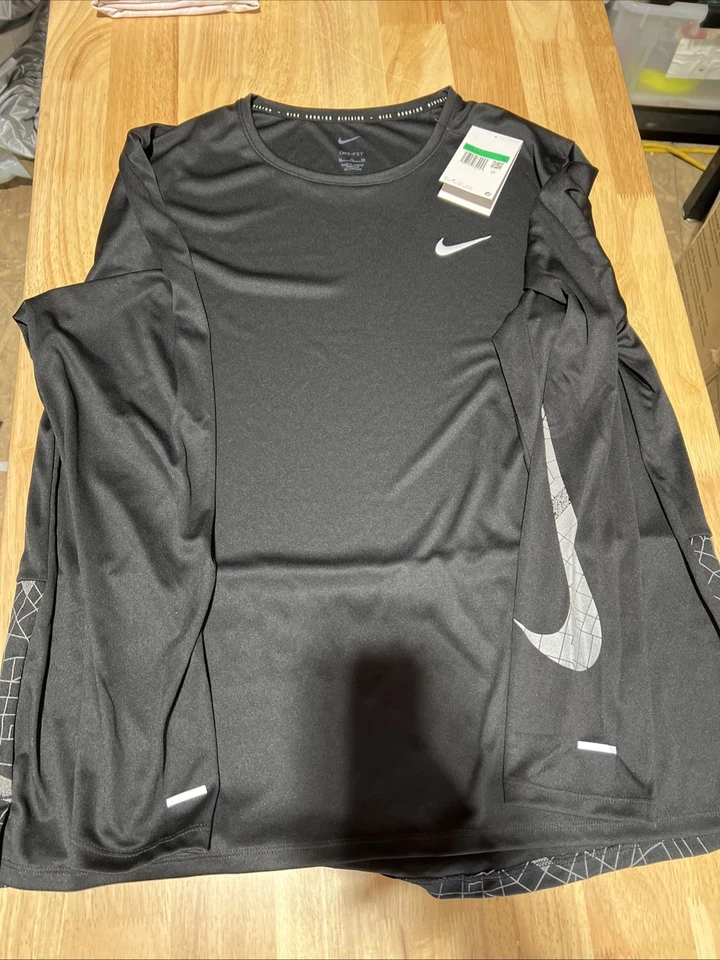 Nike Drifit Miler Run Flash Ls Tshirt Mens Size - X-Large Black - Image 1 of 4