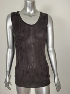 M Missoni Tank Top Women’s Medium Brown Rib Knit Crochet - Picture 1 of 8