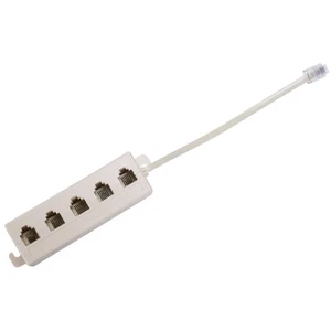 Beige RJ11 6P4C Male Plug to 5 Ports 6P2C Female Socket Phone Line Splitter2389 - Afbeelding 1 van 8