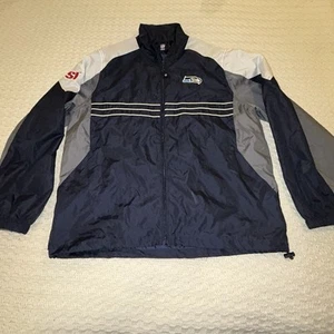 Chaqueta cortavientos Seattle Seahawks Reebok para hombre talla grande azul blanco NFL SI - Imagen 1 de 6