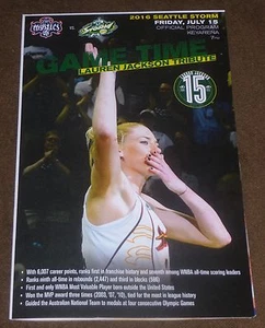 LAUREN JACKSON TRIBUTE NIGHT JERSEY RETIREMENT PROGRAM POSTER SEATTLE STORM WNBA - Picture 1 of 2