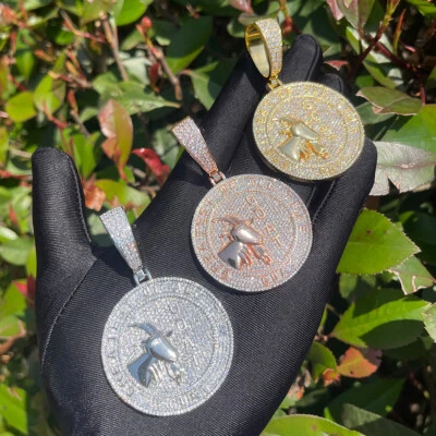 Colgante The Goat Greatest Of All Time VVS Diamante Circonita cúbica Lujo Bling Hip Hop Foto 1 de 4