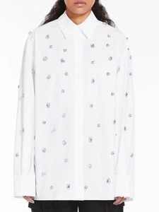 Max mara Sportmax crystal-embellished cotton shirt UK size 14 - Picture 1 of 21