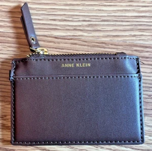 Anne Klein Coin Purse Pouch Id Holder Card Holder Wallet Keychain Purse Brown - Picture 1 of 7