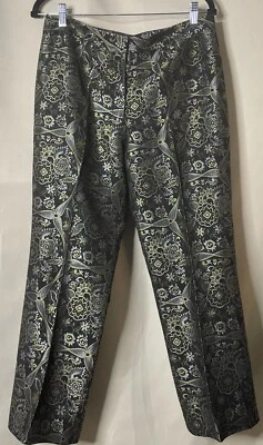 Женские жаккардовые брюки Etcetera размер 10 золото серебро черная вискоза шерсть - Изображение 1 из 4