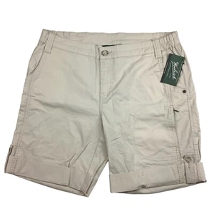 Woolrich Cargo Bermuda Shorts Tan Beige Zipper Pockets Outdoor Women's 12 33x8 - Picture 1 of 11