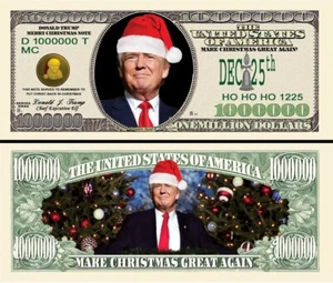 DONALD TRUMP WEIHNACHTSMANN !! MILLION DOLLAR BANKNOTE US Serie President Humor Satire - Bild 1 von 1